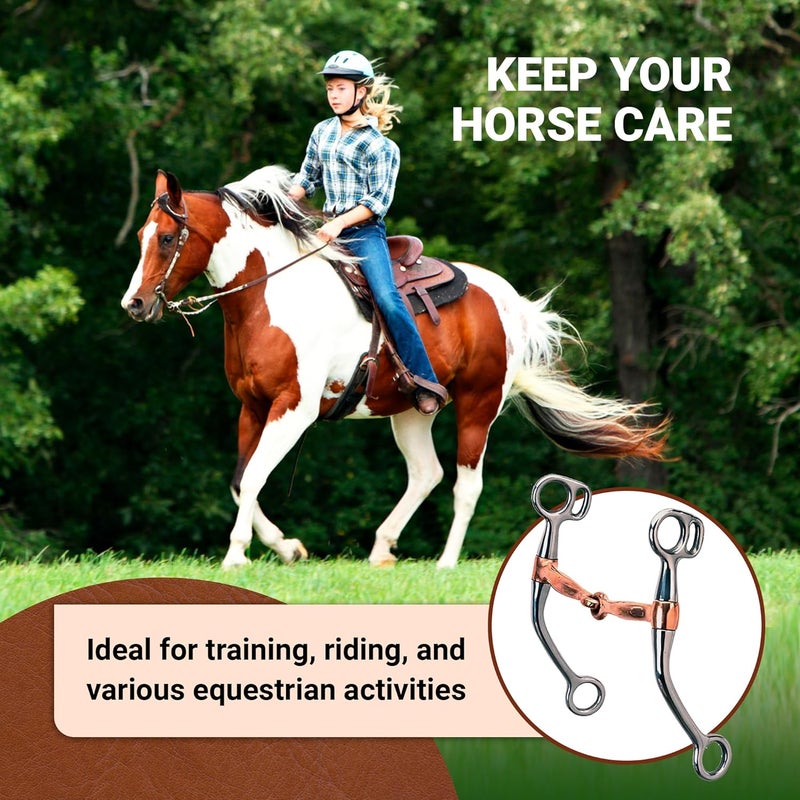 BRINGERPET Store Western Horse Bit Mouth Snaffle 5", Chrome-Plated, Rust-Resistant Copper Middle, Training Bit - Image 4